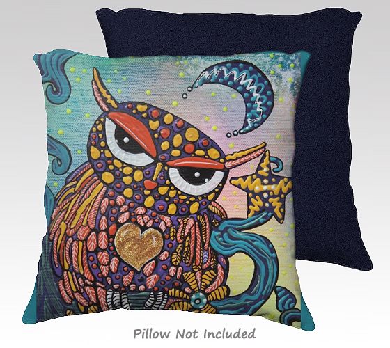 Pillow Case Whimsical owl design for home decor CUTE OWL pillow